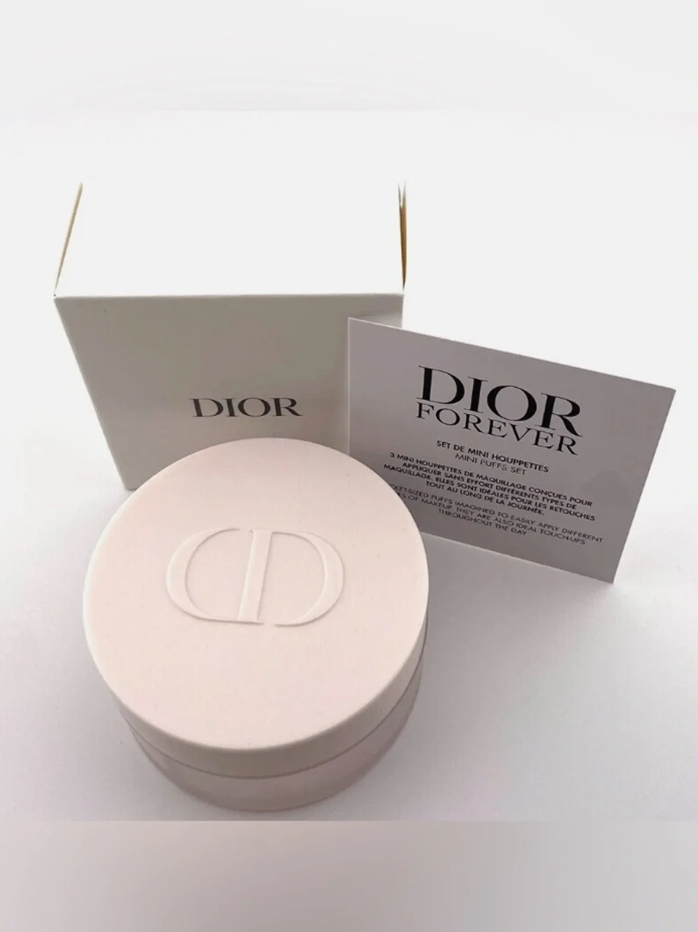 Dior Pink, Beige and Black Puff Trio with Case